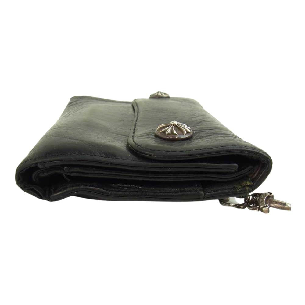CHROME HEARTS クロムハーツ（原本有） WAVE WALLET ウェーブウォレット クロスボールボタン ブラック系【中古】