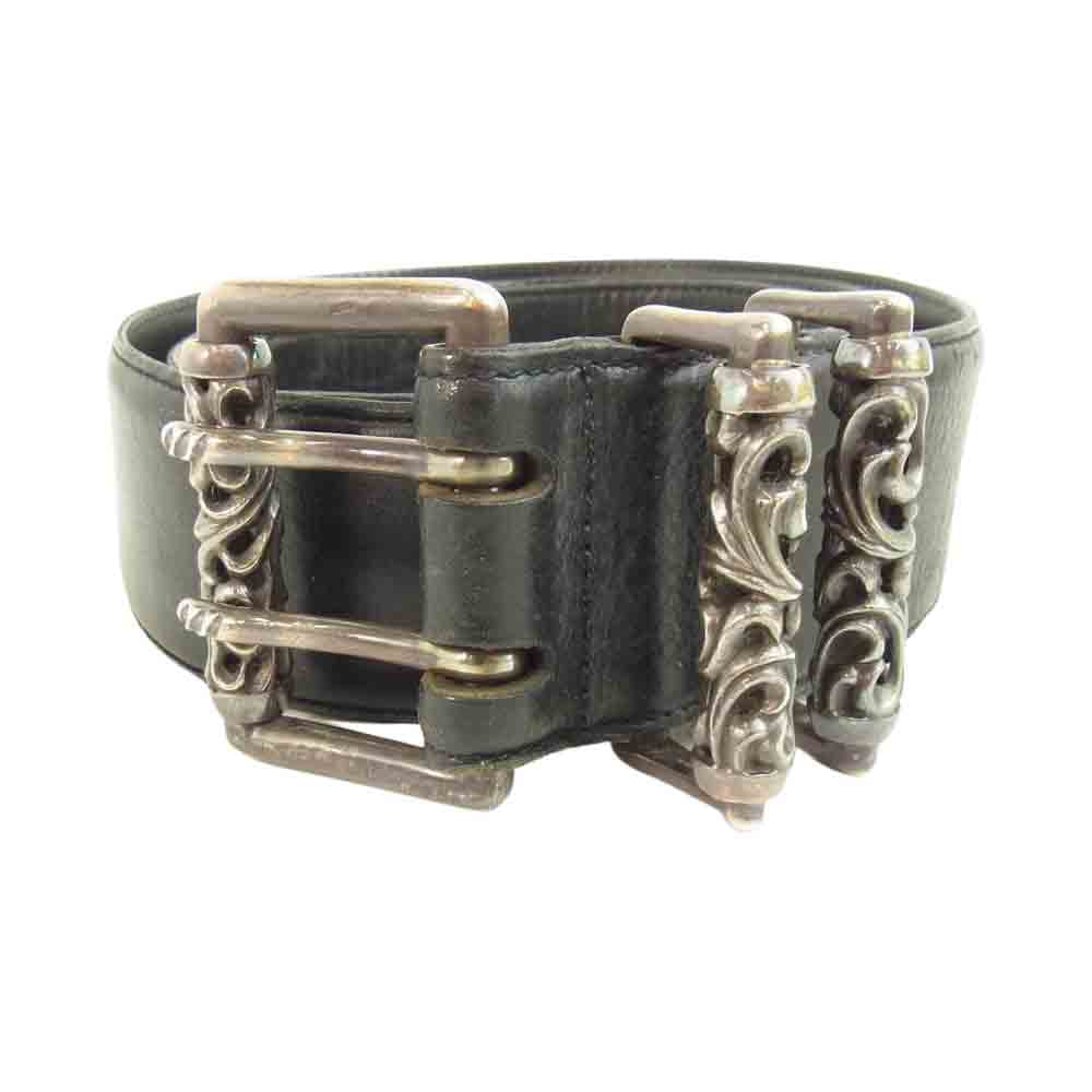 CHROME HEARTS クロムハーツ（原本無） BLT ROLLER 2 ダブルピース ローラー ベルト ブラック系【中古】