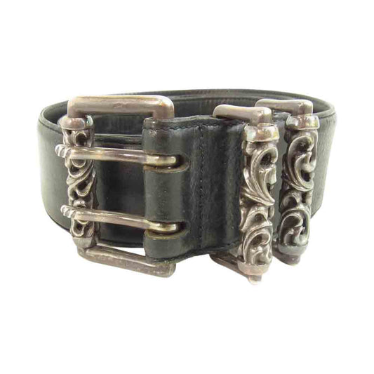 CHROME HEARTS クロムハーツ（原本無） BLT ROLLER 2 ダブルピース ローラー ベルト ブラック系【中古】