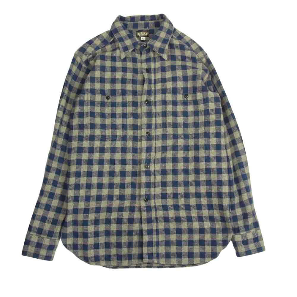BLACK SIGN ブラックサイン Triple Low Twist Yarn Working Shirt トリプル ロウ ツイスト ヤーン ワーキング シャツ グレー系 ネイビー系 38【中古】
