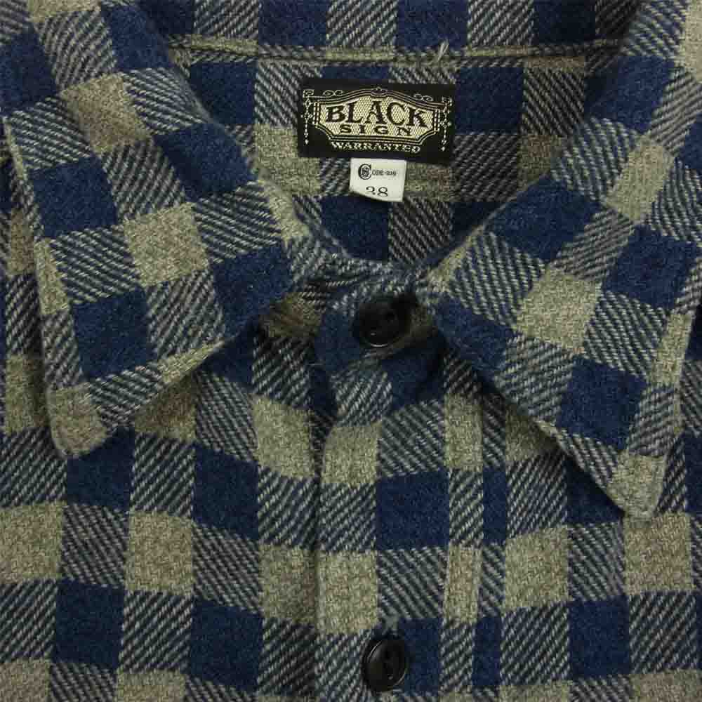 BLACK SIGN ブラックサイン Triple Low Twist Yarn Working Shirt トリプル ロウ ツイスト ヤーン ワーキング シャツ グレー系 ネイビー系 38【中古】