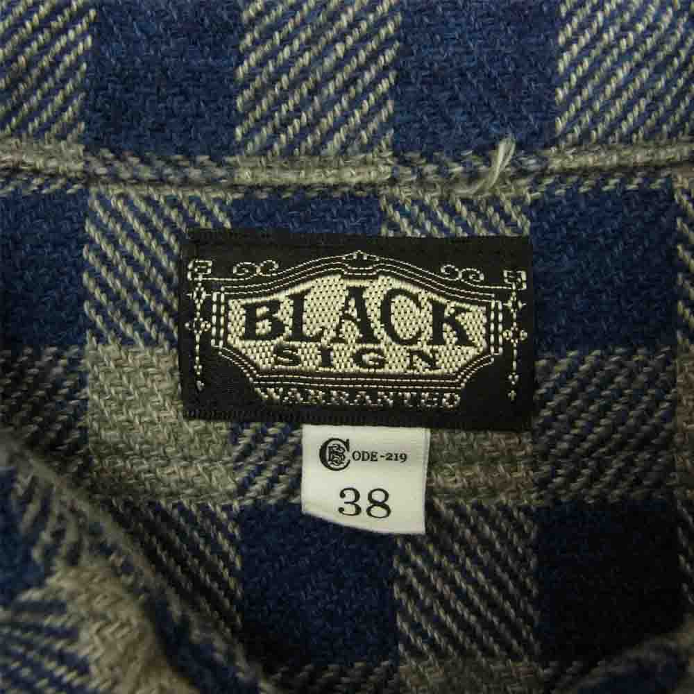 BLACK SIGN ブラックサイン Triple Low Twist Yarn Working Shirt トリプル ロウ ツイスト ヤーン ワーキング シャツ グレー系 ネイビー系 38【中古】
