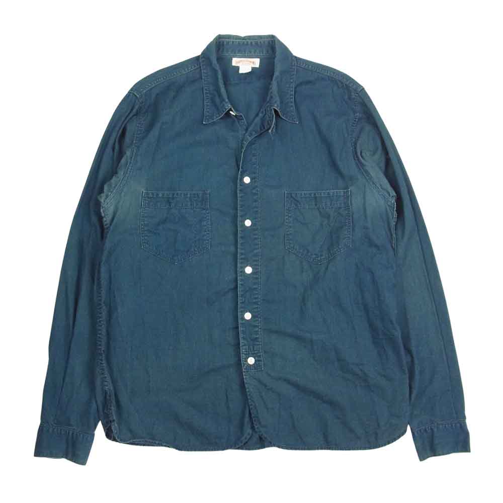 The REAL McCOY'S ザリアルマッコイズ THE DOUBLE DIAMOND ザ ダブルダイヤモンド 長袖 ワーク シャツ インディゴブルー系 16【中古】