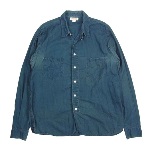 The REAL McCOY'S ザリアルマッコイズ THE DOUBLE DIAMOND ザ ダブルダイヤモンド 長袖 ワーク シャツ インディゴブルー系 16【中古】