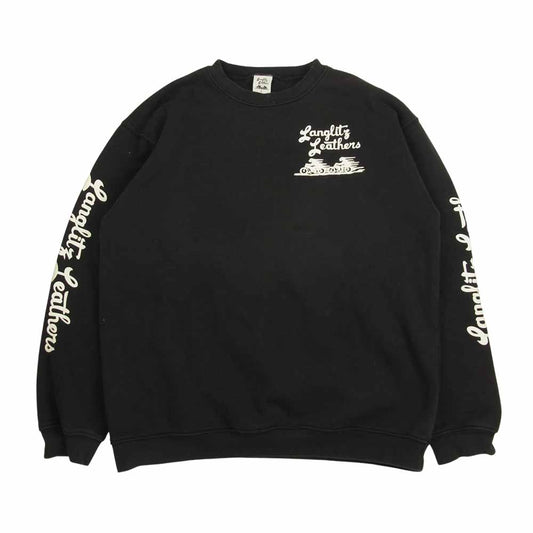 LANGLITZ LEATHERS ラングリッツレザーズ ロゴプリント 長袖 スウェット ブラック ブラック系 L【中古】