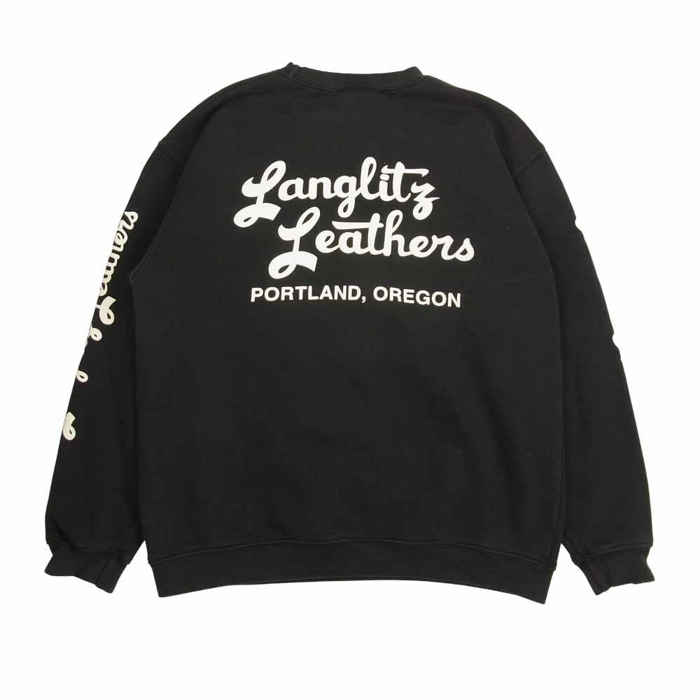 LANGLITZ LEATHERS ラングリッツレザーズ ロゴプリント 長袖 スウェット ブラック ブラック系 L【中古】