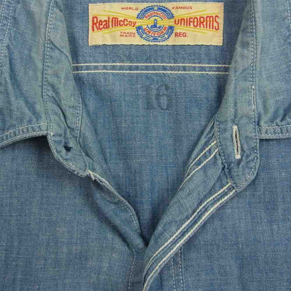 The REAL McCOY'S ザリアルマッコイズ U.S.N. CHAMBRAY SHIRT L/S シャンブレー ミリタリー シャツ 長袖シャツ インディゴブルー系 16【中古】