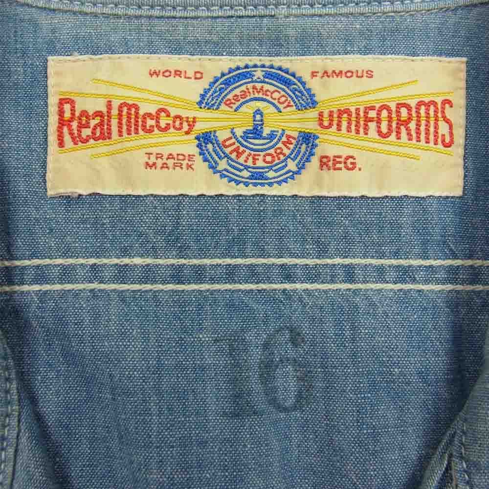 The REAL McCOY'S ザリアルマッコイズ U.S.N. CHAMBRAY SHIRT L/S シャンブレー ミリタリー シャツ 長袖シャツ インディゴブルー系 16【中古】