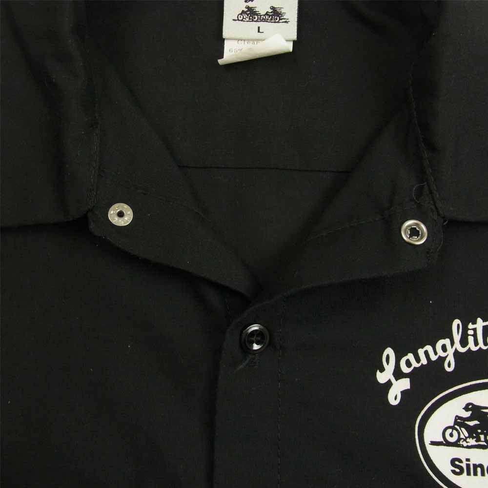LANGLITZ LEATHERS ラングリッツレザーズ ロゴプリント プリント ワーク シャツ 長袖 シャツ ブラック ブラック系 L【中古】