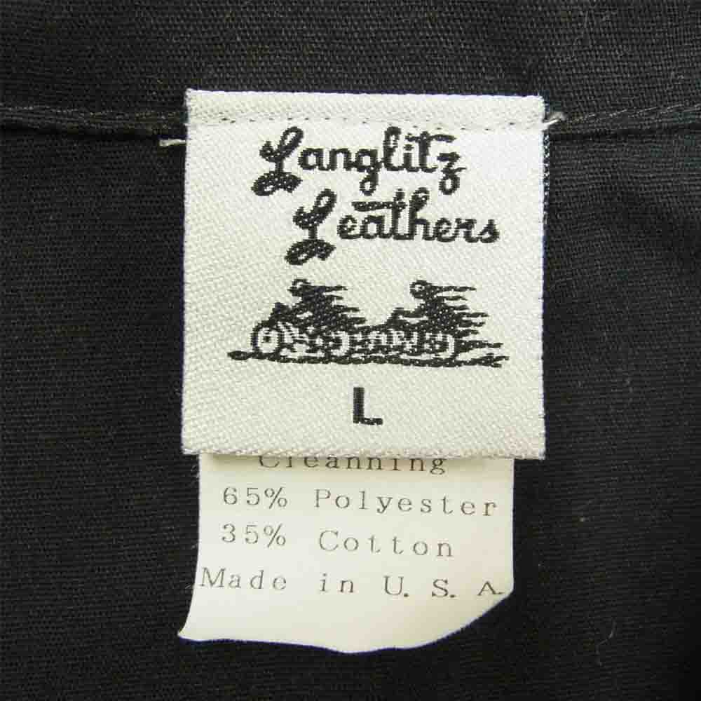 LANGLITZ LEATHERS ラングリッツレザーズ ロゴプリント プリント ワーク シャツ 長袖 シャツ ブラック ブラック系 L【中古】