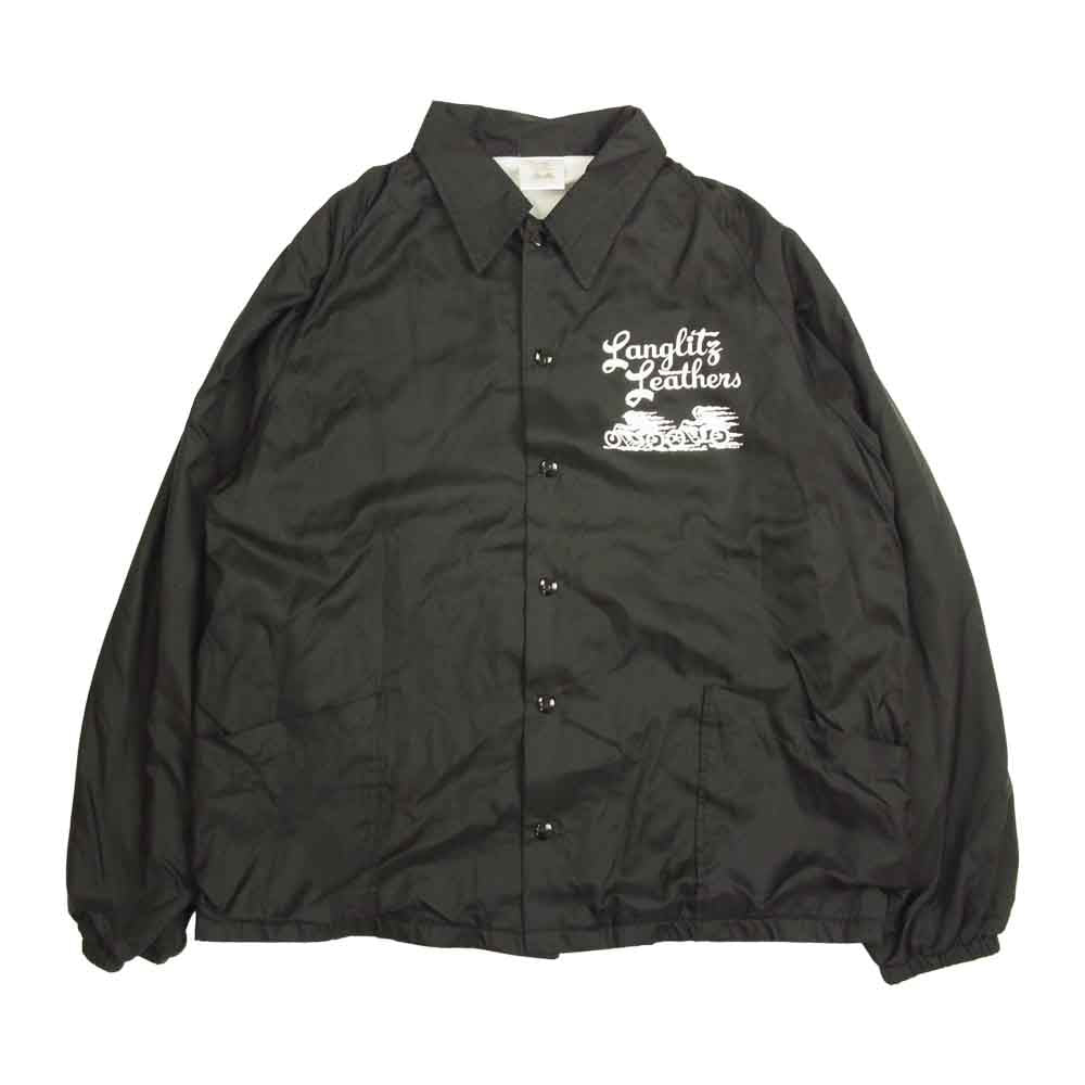 LANGLITZ LEATHERS ラングリッツレザーズ ロゴプリント ナイロン コーチジャケット ブラック系 L【中古】