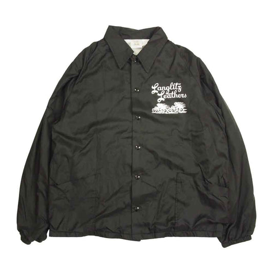 LANGLITZ LEATHERS ラングリッツレザーズ ロゴプリント ナイロン コーチジャケット ブラック系 L【中古】