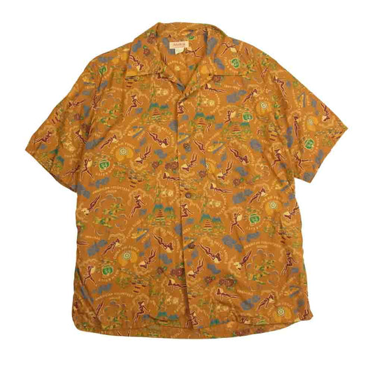 The REAL McCOY'S ザリアルマッコイズ COTTON HAWAIIAN SHIRT FLYING TIGERS フライングタイガース コットン ハワイアン アロハ シャツ マスタード系 15【中古】