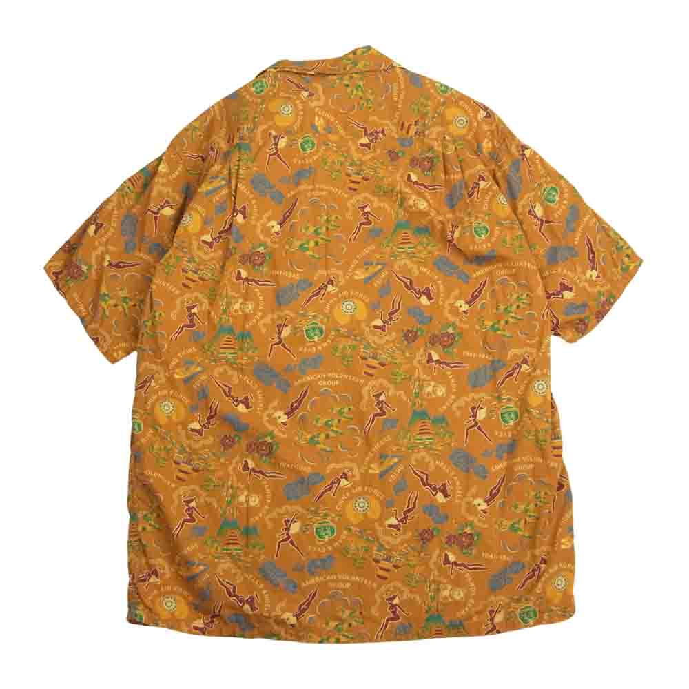 The REAL McCOY'S ザリアルマッコイズ COTTON HAWAIIAN SHIRT FLYING TIGERS フライングタイガース コットン ハワイアン アロハ シャツ マスタード系 15【中古】