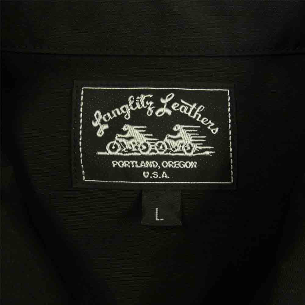 LANGLITZ LEATHERS ラングリッツレザーズ Long Sleeve Work Shirts TypeA ヘビーウエイトTC ウェザー 長袖 ワーク シャツ ブラック ブラック系 L【中古】