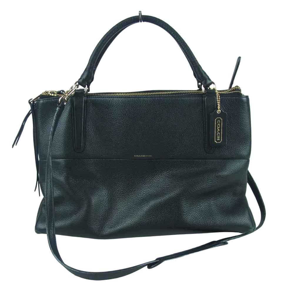 COACH コーチ A1469 28160 ボロー 2WAY レザー ショルダー ハンド バッグ ブラック系【中古】