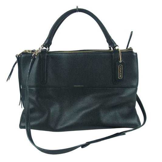 COACH コーチ A1469 28160 ボロー 2WAY レザー ショルダー ハンド バッグ ブラック系【中古】