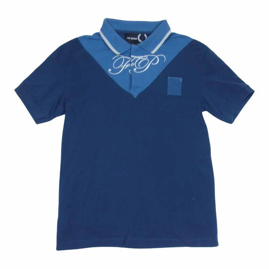 RAF SIMONS ラフシモンズ × FRED PERRY フレッドペリー SM5132 Polo Shirt コントラスト インサート 胸パッチ 刺繍 ポロ 半袖 シャツ ブルー系 36【中古】