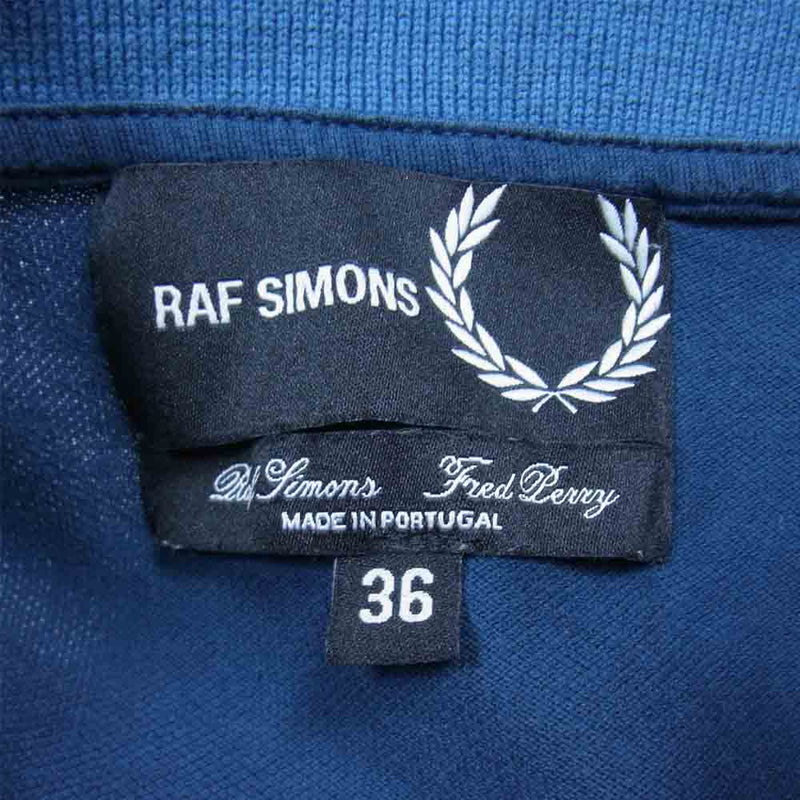 RAF SIMONS ラフシモンズ × FRED PERRY フレッドペリー SM5132 Polo Shirt コントラスト インサート 胸パッチ 刺繍 ポロ 半袖 シャツ ブルー系 36【中古】
