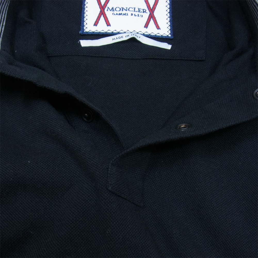 MONCLER モンクレール 国内正規品 GAMME BLEU ガムブルー 袖ワッペン ボーダー切替 半袖 ポロシャツ ブラック系 XS【中古】