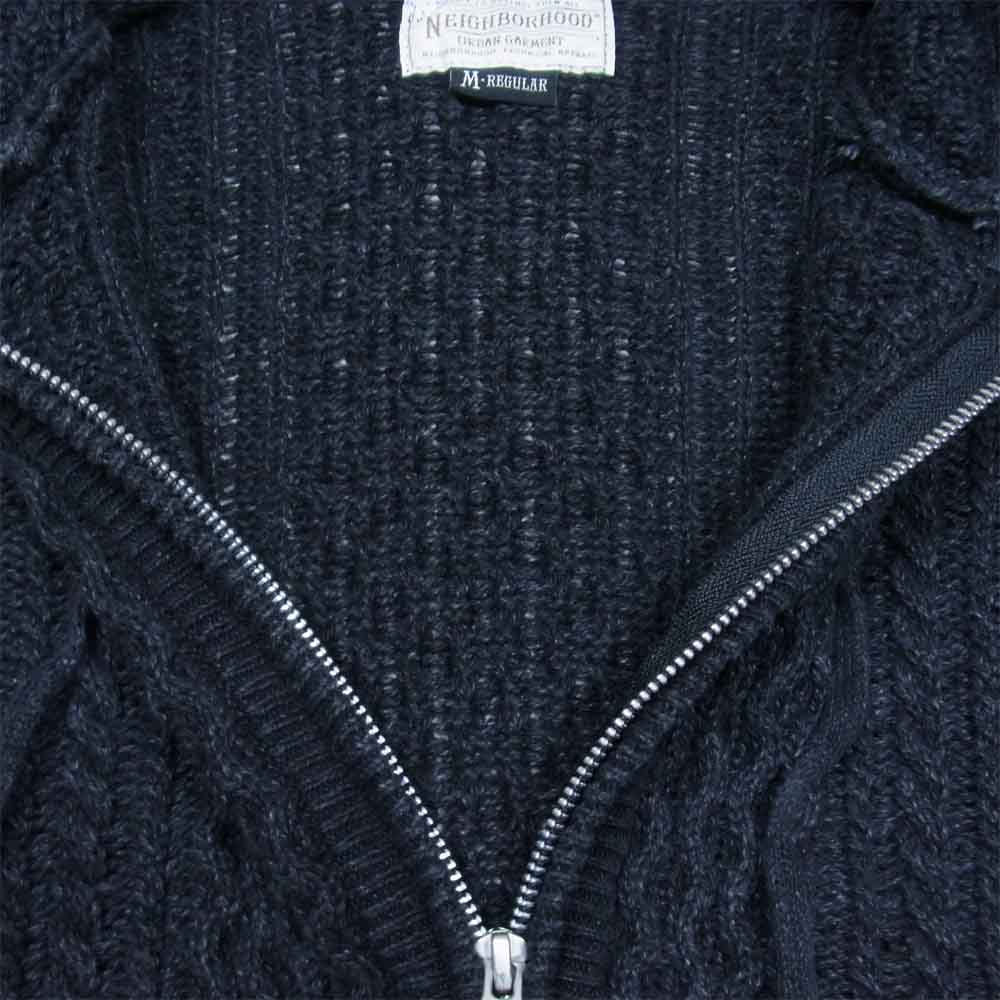 NEIGHBORHOOD ネイバーフッド 132STNH-KNM02 フィッシャーマン ニット ジップアップ パーカー ブラック系 M【中古】