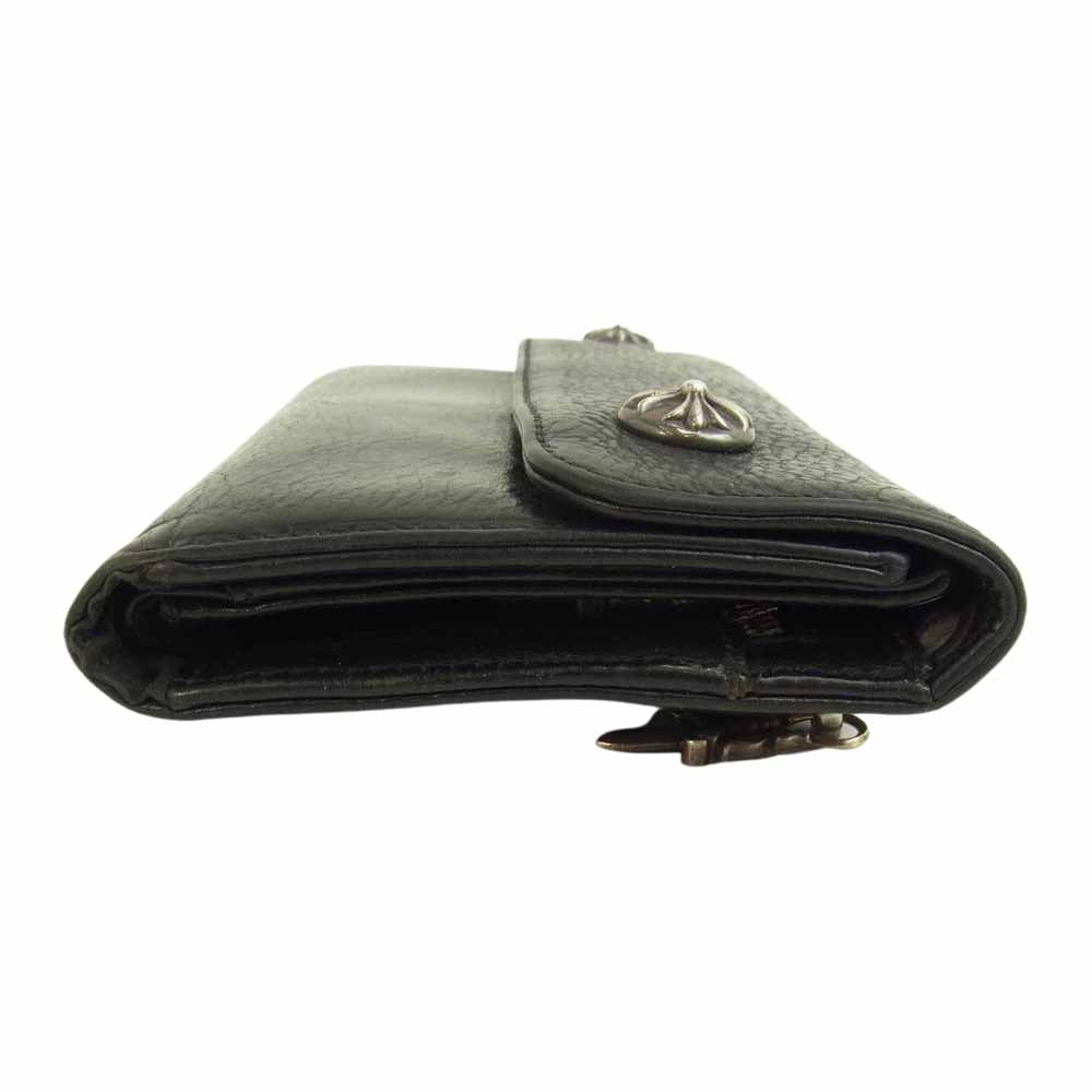 CHROME HEARTS クロムハーツ（原本無） WAVE WALLET ウェーブ クロスボタン ブラック系【中古】