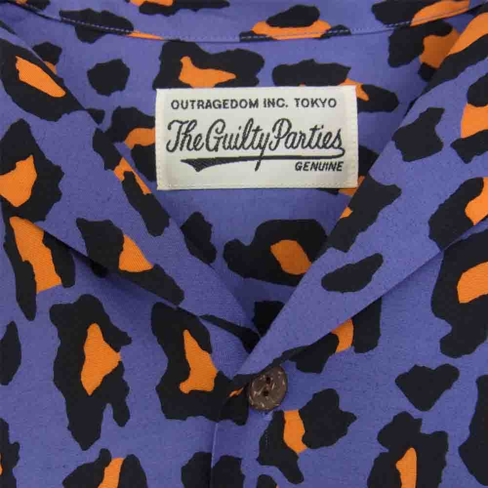 WACKO MARIA ワコマリア 21AW 21FWE-WMS-HI03 HAWAIIAN SHIRT L/S TYPE-4 レオパード 長袖 オープンカラー ハワイアン シャツ パープル パープル系 S【美品】【中古】