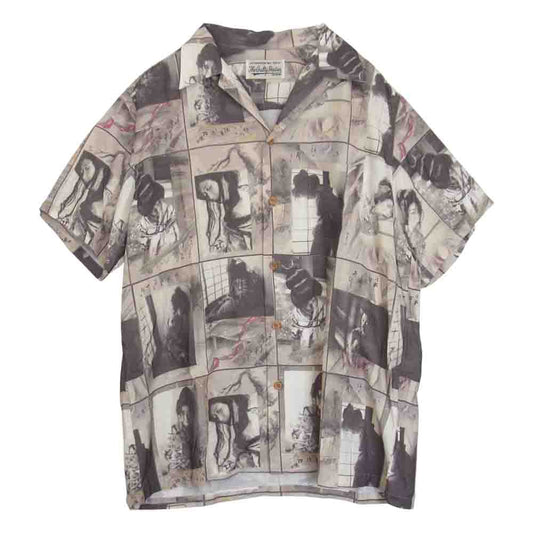 WACKO MARIA ワコマリア 19SS 19SS-WMS-HI06 HAWAIIAN SHIRT S/S TYPE-3 緊縛柄 半袖 ハワイアン アロハ シャツ グレー系 L【中古】
