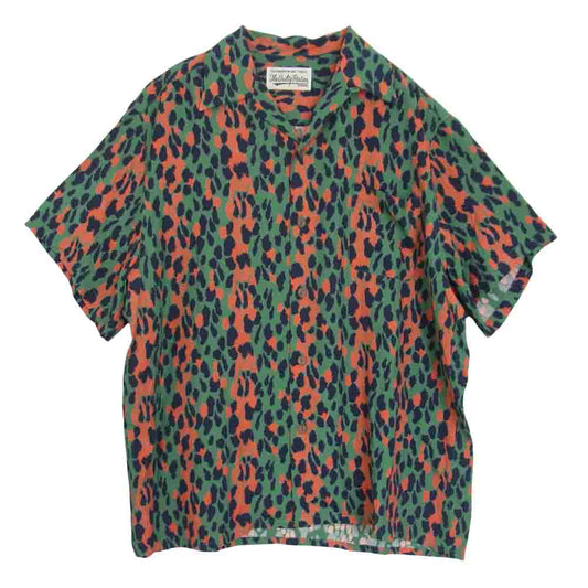 WACKO MARIA ワコマリア LEOPARD S/S HAWAIIAN SHIRT TYPE-1 レオパード アロハシャツ グリーン グリーン系 M【中古】