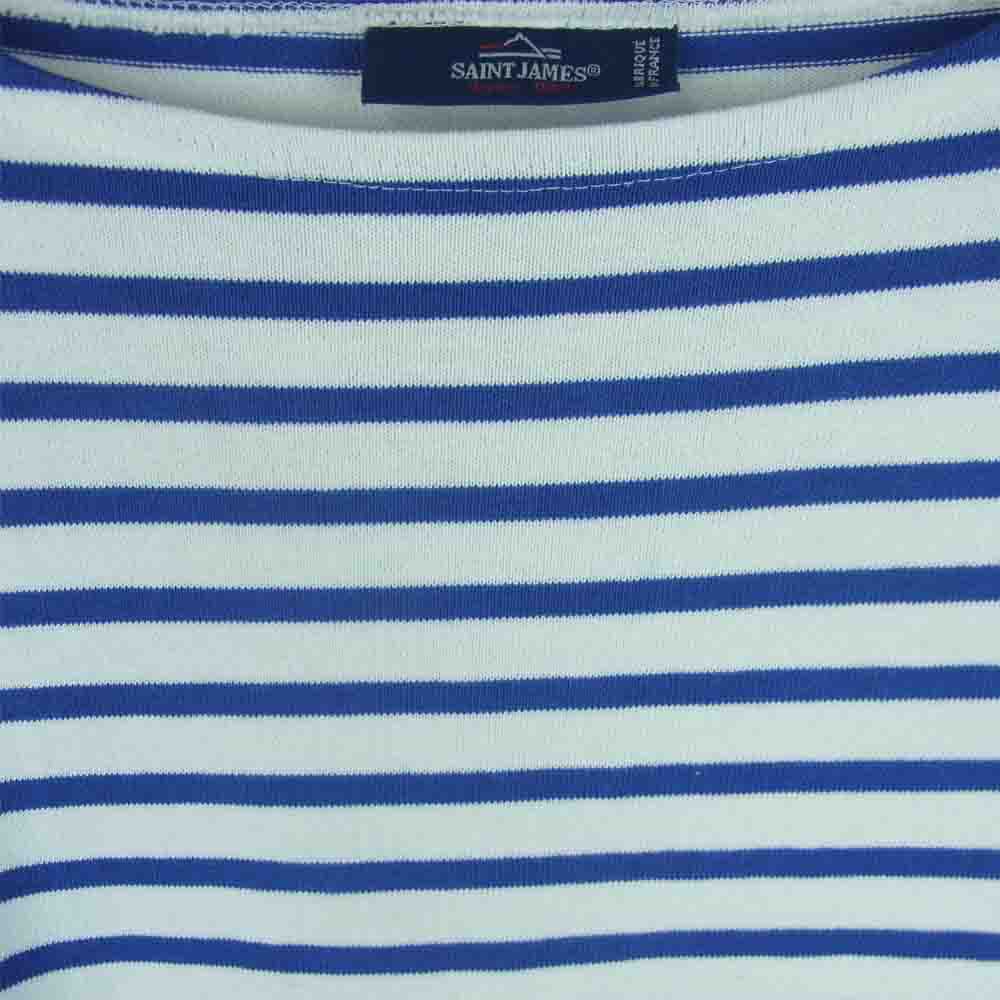 SAINT JAMES セントジェームス ウエッソン ボーダー バスク シャツ カットソー 長袖 ホワイト系 ブルー系 M【中古】