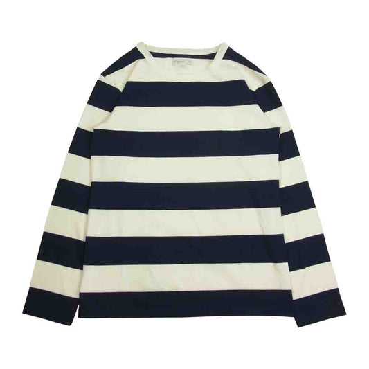 agnes b. アニエスベー ボーダー カットソー 長袖 Tシャツ ホワイト系 ネイビー系 T1【中古】