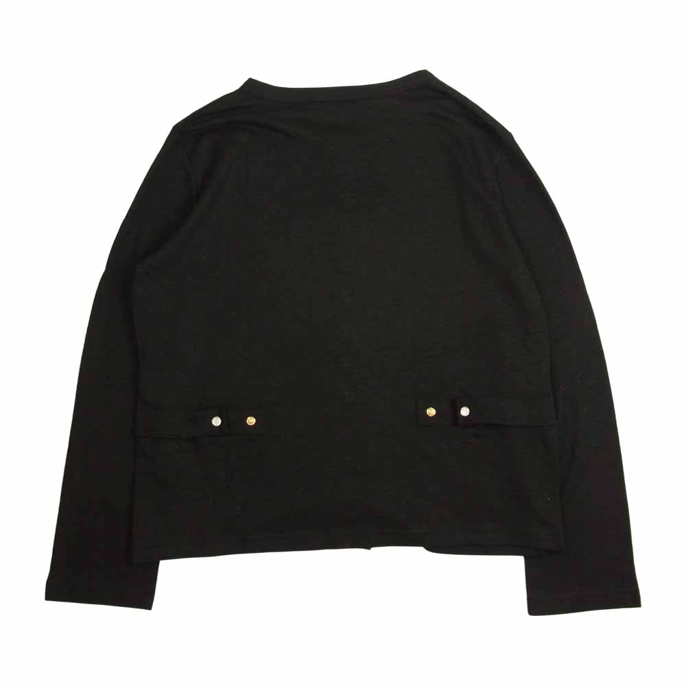 agnes b. アニエスベー スナップボタン リネンニット カーディガン ブラック系 3【中古】