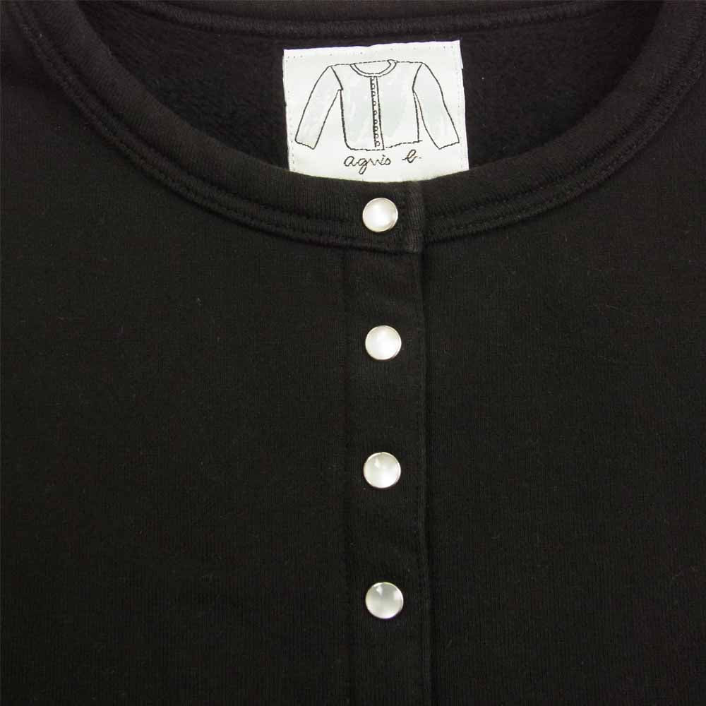 agnes b. アニエスベー 0267M001 コンプレッション カーディガン スナップボタン 裏起毛スウェット ブラック系 1【中古】