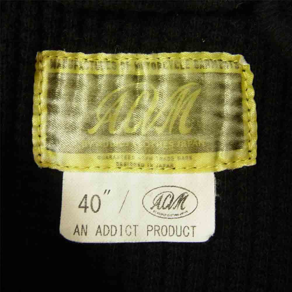 ADDICT CLOTHES アディクトクローズ HEAVYWEIGHT WAFFLE TEE ヘビーウェイト ワッフル TEE ハイネック サーマル カットソー ブラック系 40【中古】