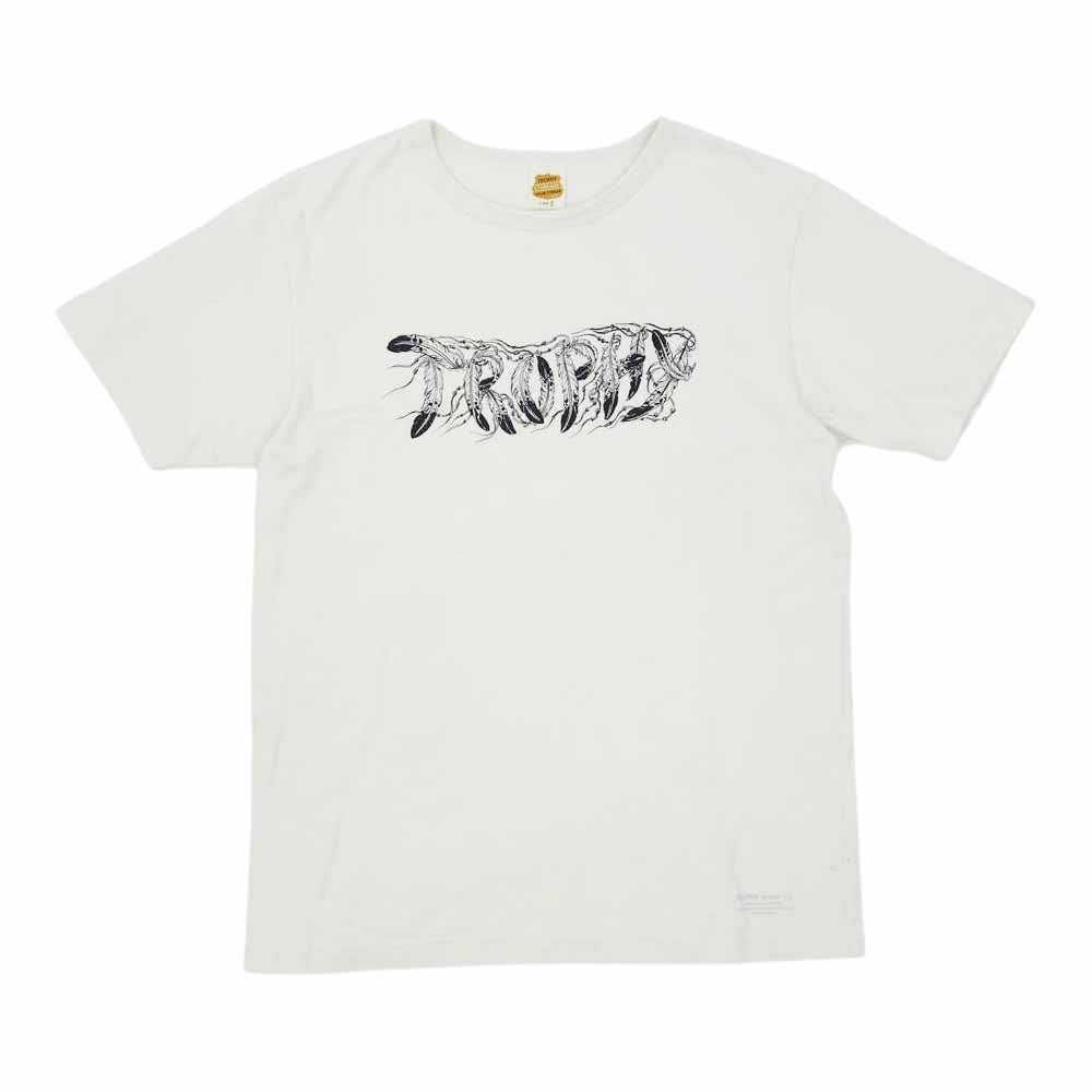 トロフィークロージング フェザーロゴ プリント Tシャツ ナチュラル オフホワイト系 L【中古】