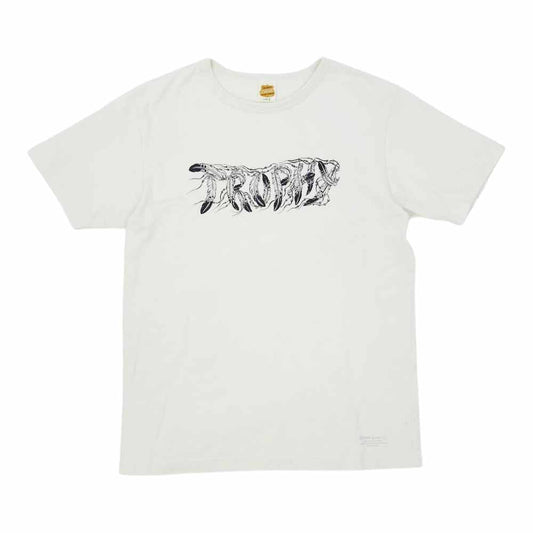 トロフィークロージング フェザーロゴ プリント Tシャツ ナチュラル オフホワイト系 L【中古】