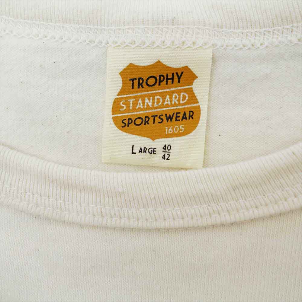 トロフィークロージング フェザーロゴ プリント Tシャツ ナチュラル オフホワイト系 L【中古】
