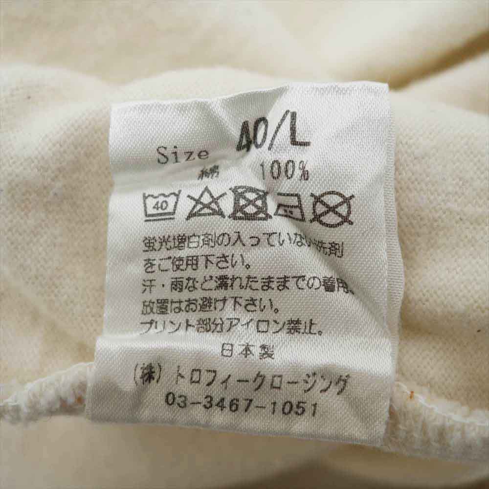 トロフィークロージング フェザーロゴ プリント Tシャツ ナチュラル オフホワイト系 L【中古】