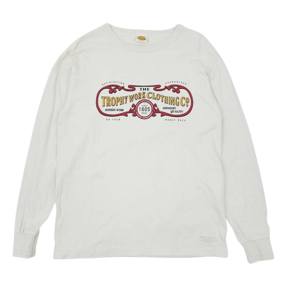 トロフィークロージング 15TH Work Logo OD L/S Tee ロゴ 長袖 Tシャツ カットソー オフホワイト系 M【中古】