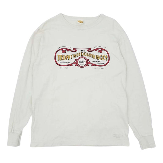 トロフィークロージング 15TH Work Logo OD L/S Tee ロゴ 長袖 Tシャツ カットソー オフホワイト系 M【中古】