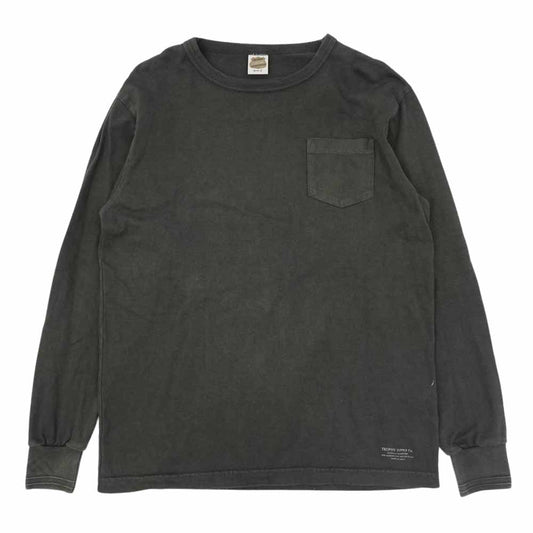 トロフィークロージング Pocket L/S Tee バックプリント ポケット 長袖 Tシャツ ガンブラック チャコール系 M【中古】