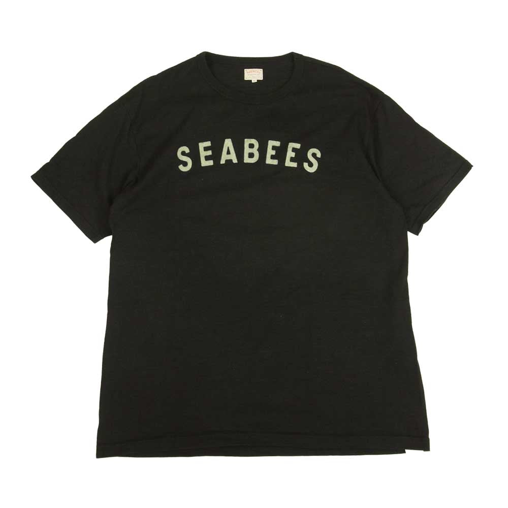 The REAL McCOY'S ザリアルマッコイズ AMERICAN ATHENTIC CO. SEABEES フロッキー プリント 吊り編み ミリタリー Tシャツ ブラック系 XL【中古】