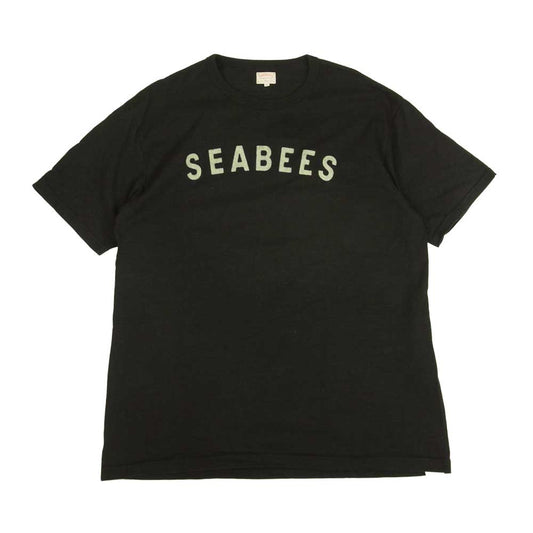 The REAL McCOY'S ザリアルマッコイズ AMERICAN ATHENTIC CO. SEABEES フロッキー プリント 吊り編み ミリタリー Tシャツ ブラック系 XL【中古】