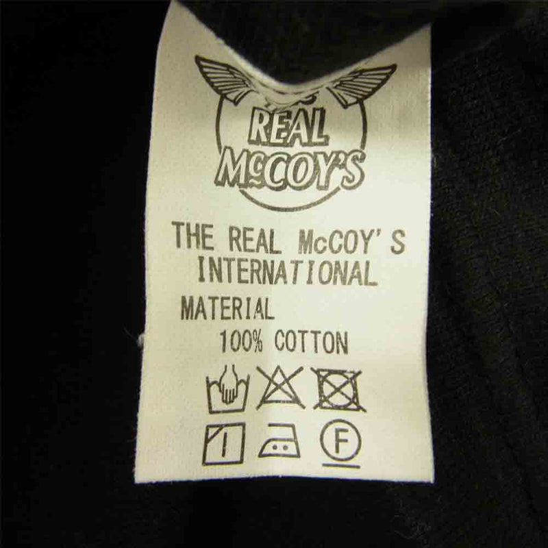 The REAL McCOY'S ザリアルマッコイズ AMERICAN ATHENTIC CO. SEABEES フロッキー プリント 吊り編み ミリタリー Tシャツ ブラック系 XL【中古】