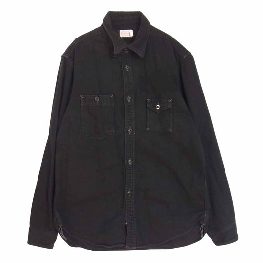 トロフィークロージング Machine Age Flannel Shirt コットン フランネル シャツ ワークシャツ ブラック系 15【中古】