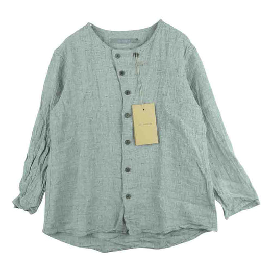 ユウタマツオカ 22SS 22S17rslg light gray round neck shirt リネン レーヨン 麻 ラウンドネック 長袖 シャツ ジャケット グレー系 1【美品】【中古】