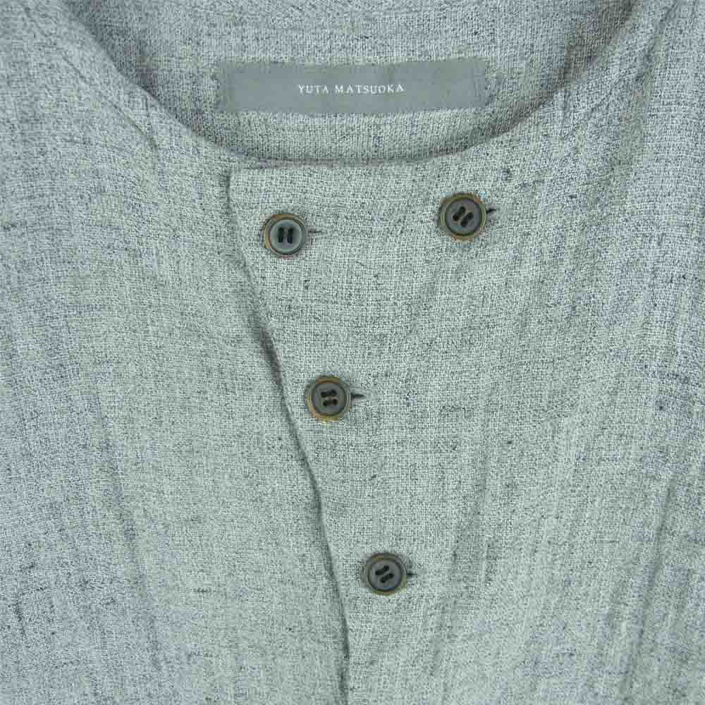 ユウタマツオカ 22SS 22S17rslg light gray round neck shirt リネン レーヨン 麻 ラウンドネック 長袖 シャツ ジャケット グレー系 1【美品】【中古】