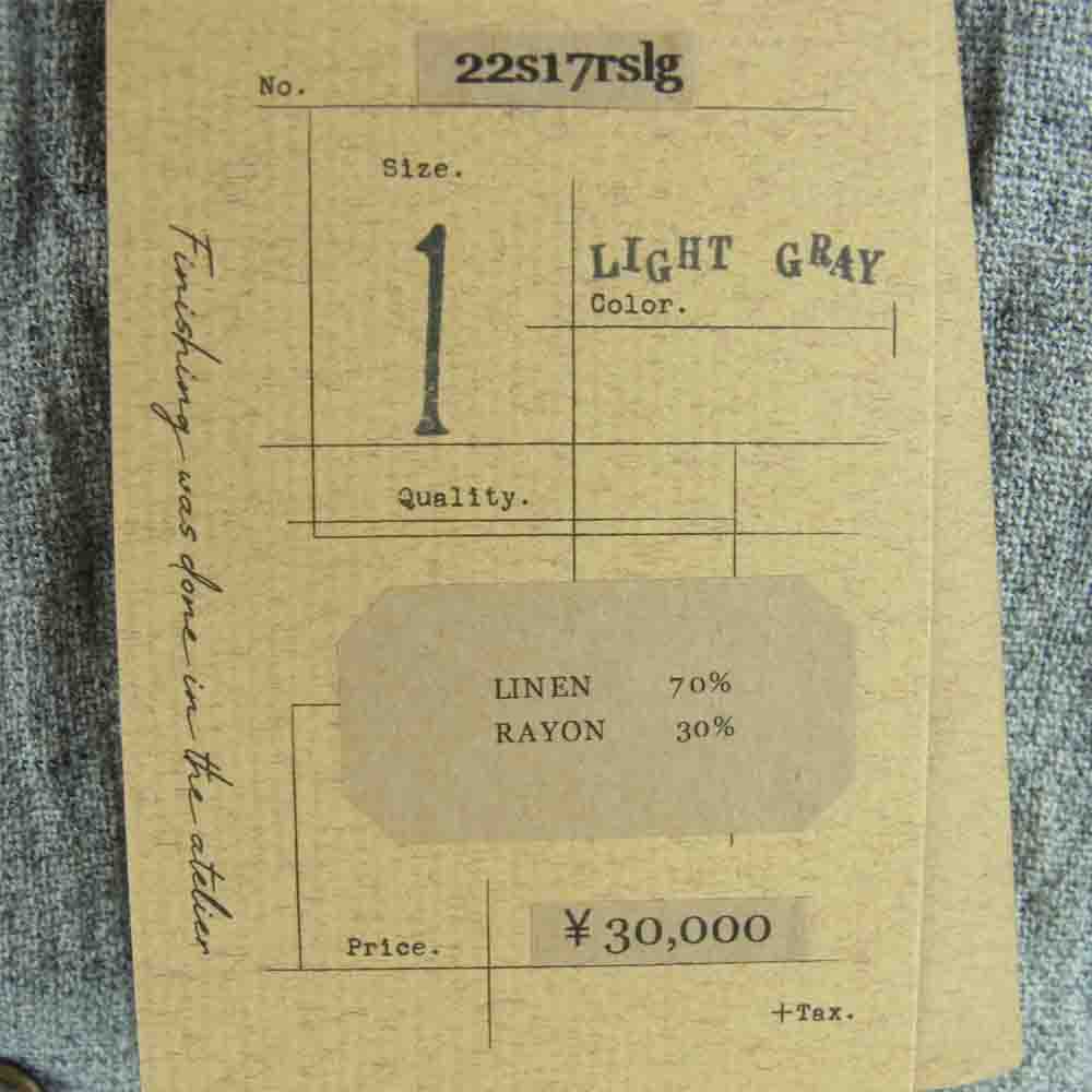 ユウタマツオカ 22SS 22S17rslg light gray round neck shirt リネン レーヨン 麻 ラウンドネック 長袖 シャツ ジャケット グレー系 1【美品】【中古】