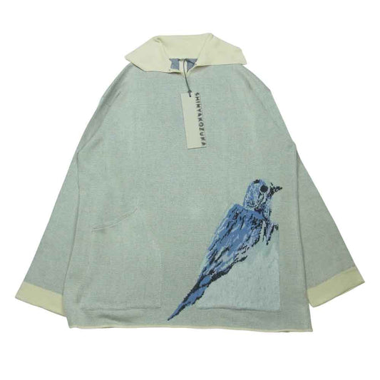 シンヤコズカ 22SS 220ISK56 NEST MALE ネスト ニット 長袖 ポロ シャツ グレー系 S【新古品】【未使用】【中古】