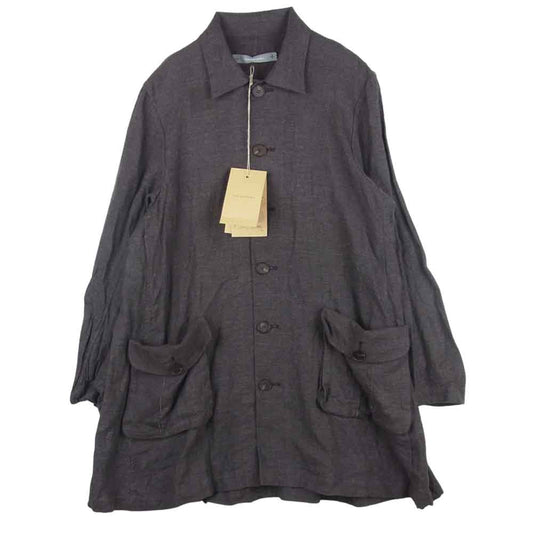 ユウタマツオカ 22SS 22S06lcbr brown long shirt coat リネン100％ 麻 ロング シャツ コート グレイッシュブラウン系 2【新古品】【未使用】【中古】